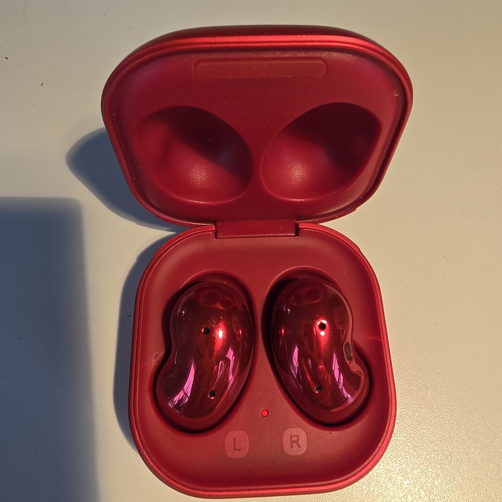 Red Wireless Earbuds with Charging Case
